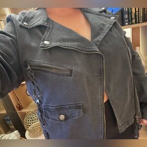 Gorgeous distressed black Risen Jean LA Jacket